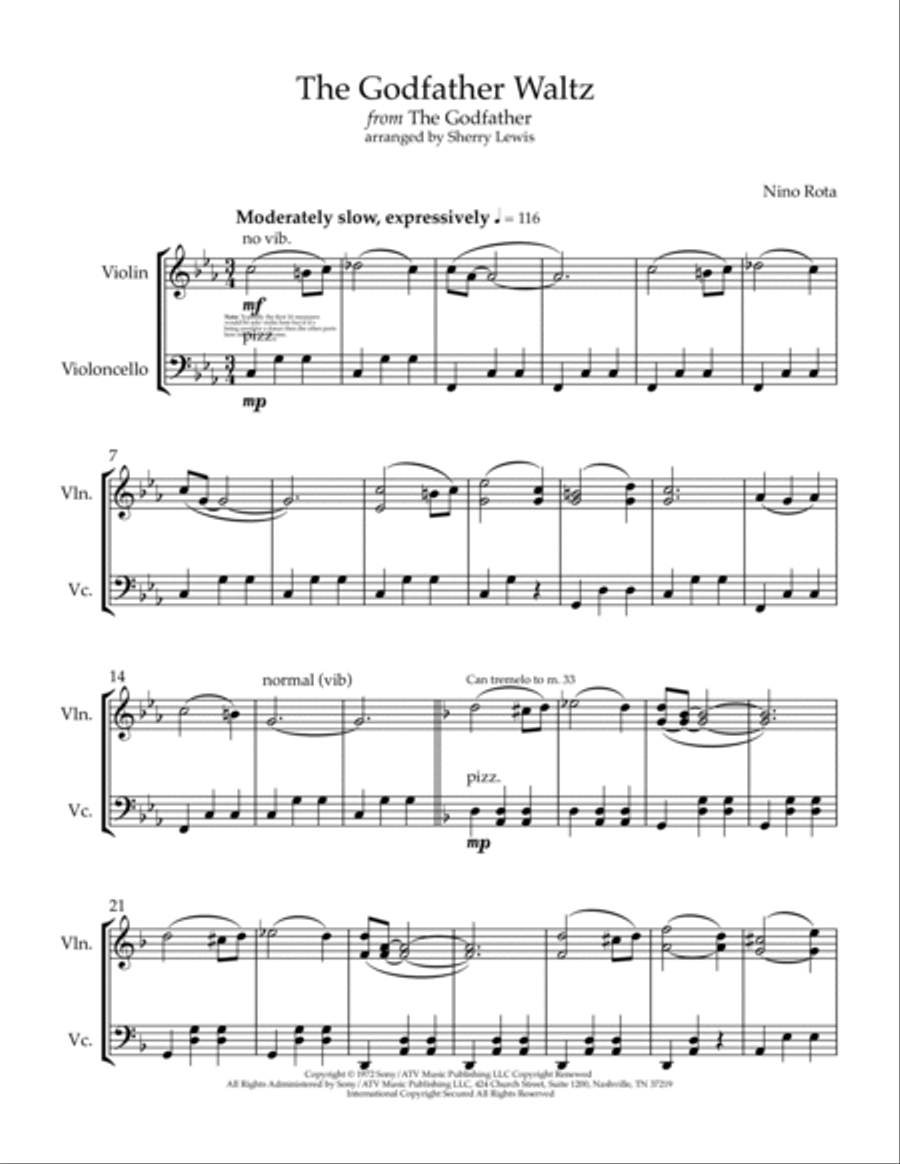 The Godfather Waltz String Duet scores gallery preview page 4