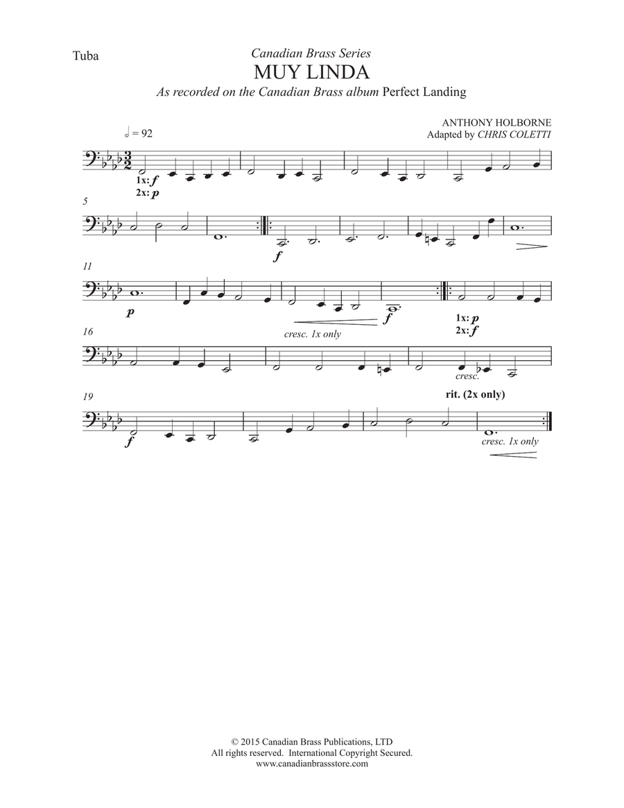 Muy Linda - Tuba Muy Linda - Tuba Brass Quintet scores gallery preview page 1