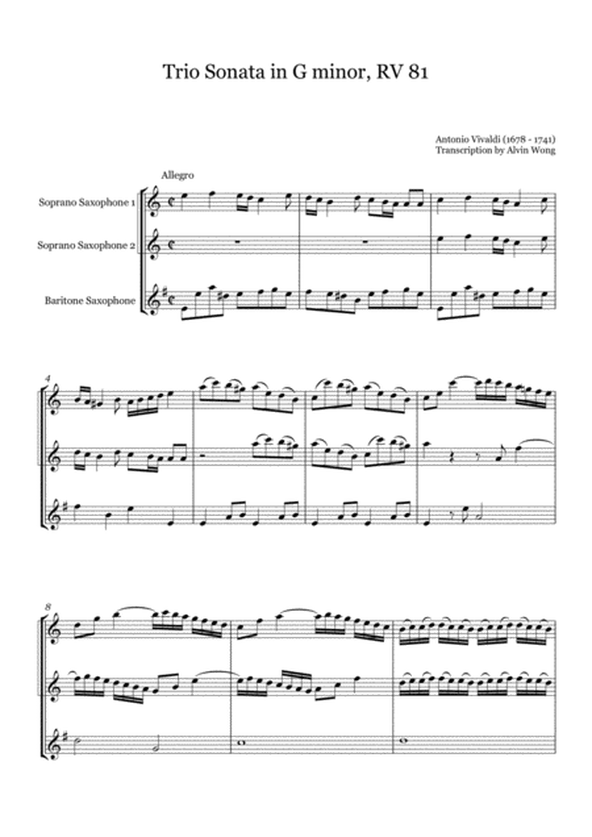 Trio Sonata in G minor RV. 81 - Saxophone Trio (SSB)