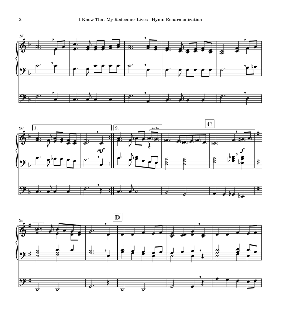 I Know That My Redeemer Lives Hymn Reharmonization Organ Solo scores gallery preview page 2