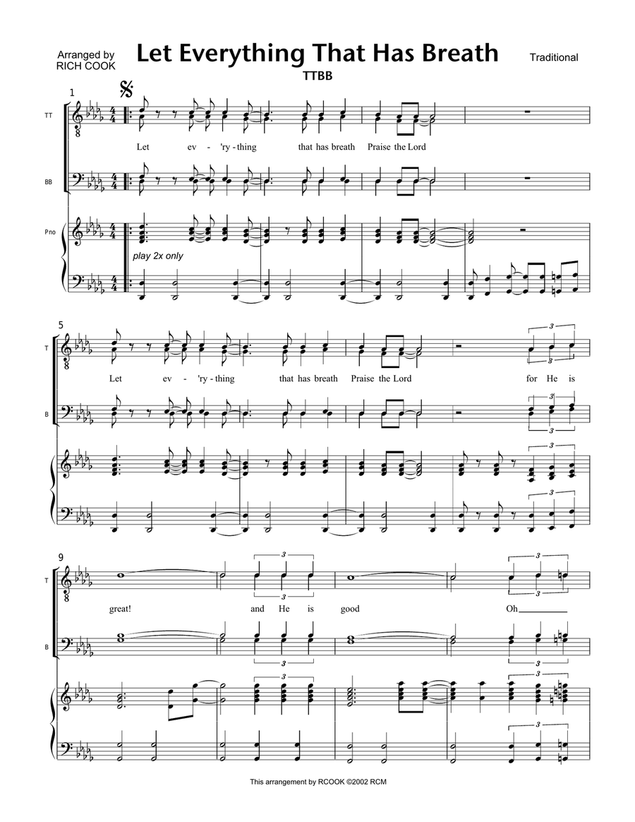 Let Everything That Hath Breath TTBB scores gallery preview page 1
