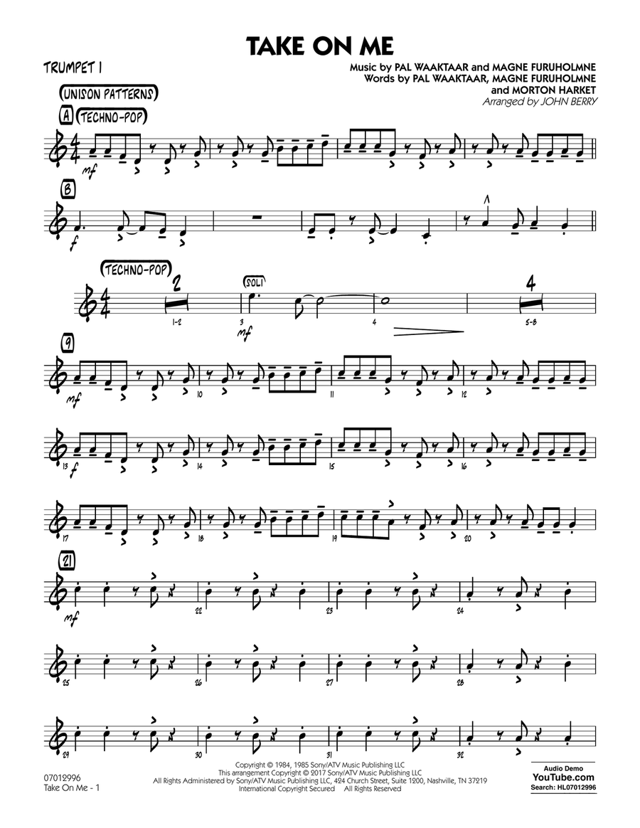 Take on Me - Trumpet 1