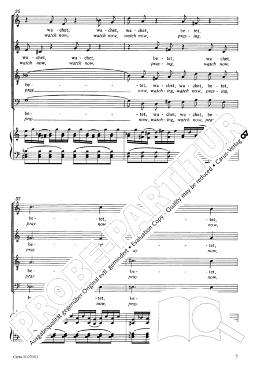 Watch now, praying, praying, watch now (Wachet! betet! betet! wachet!) 4-Part scores gallery preview page 11