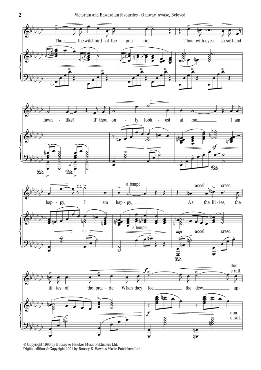 Onaway, Awake, Beloved (from Hiawatha's Wedding Feast) Piano, Vocal scores gallery preview page 2