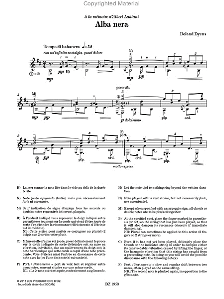Les 100 de Roland Dyens - Alba nera Classical Guitar scores gallery preview page 2
