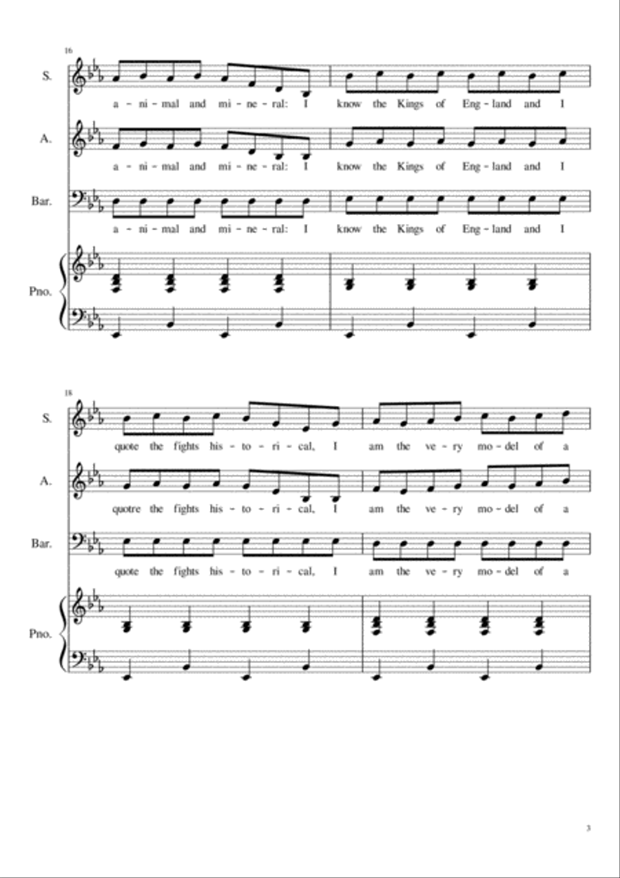 Gilbert and Sullivan Medley 3-Part scores gallery preview page 3