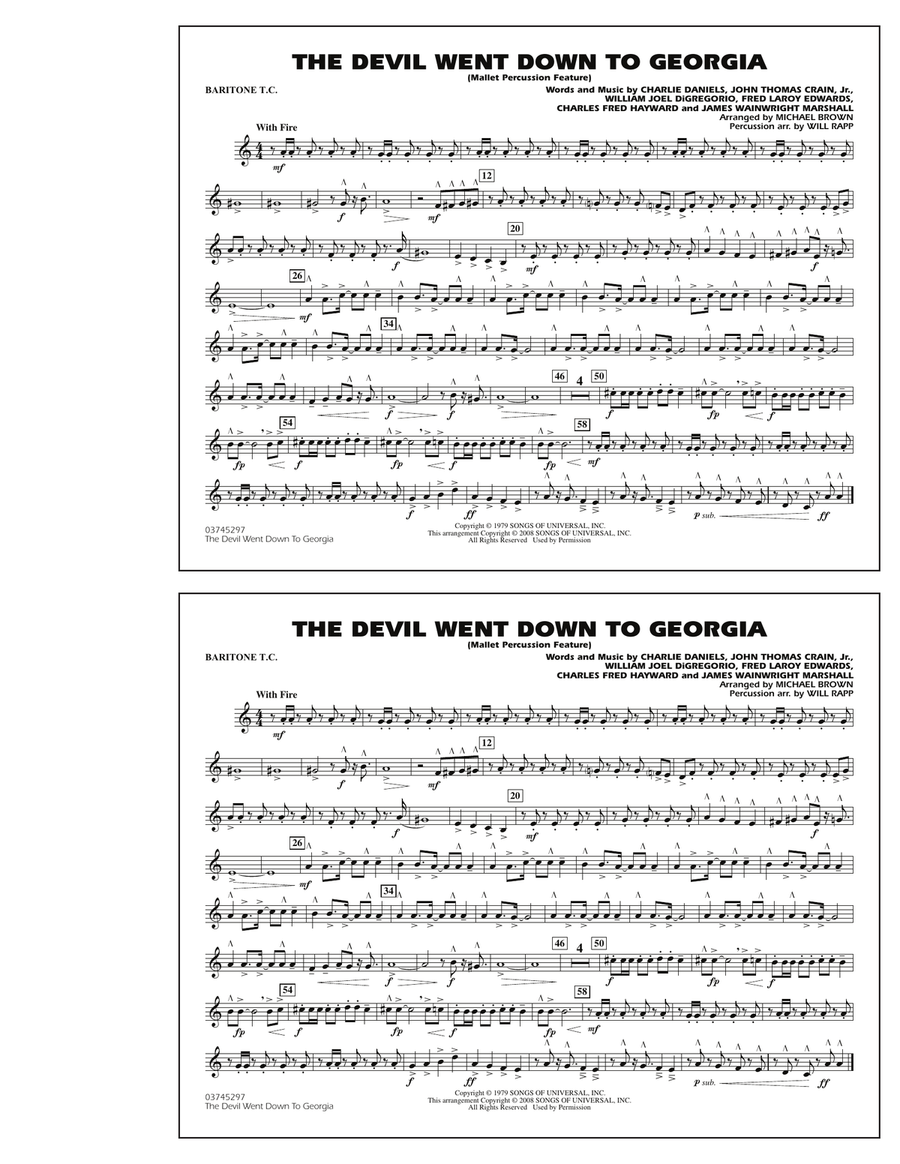 The Devil Went Down to Georgia - Baritone T.C. Marching Band scores gallery preview page 1
