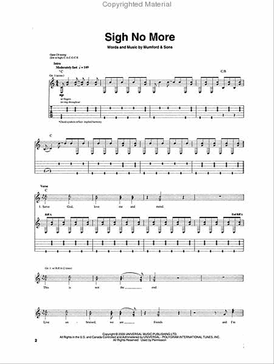 Mumford & Sons - Sigh No More Electric Guitar scores gallery preview page 2