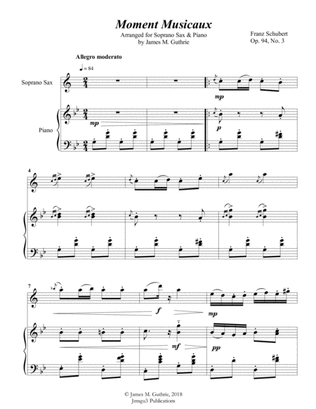 Schubert: Moment Musicaux for Soprano Sax & Piano