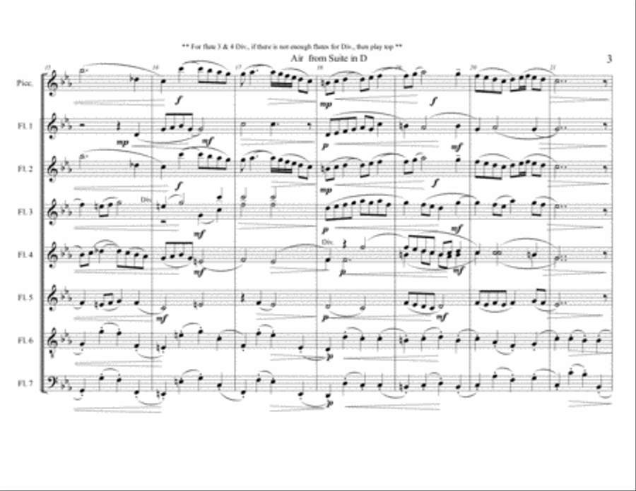 Air from Suite in D by Bach for flute choir / flute ensemble Flute Choir scores gallery preview page 5