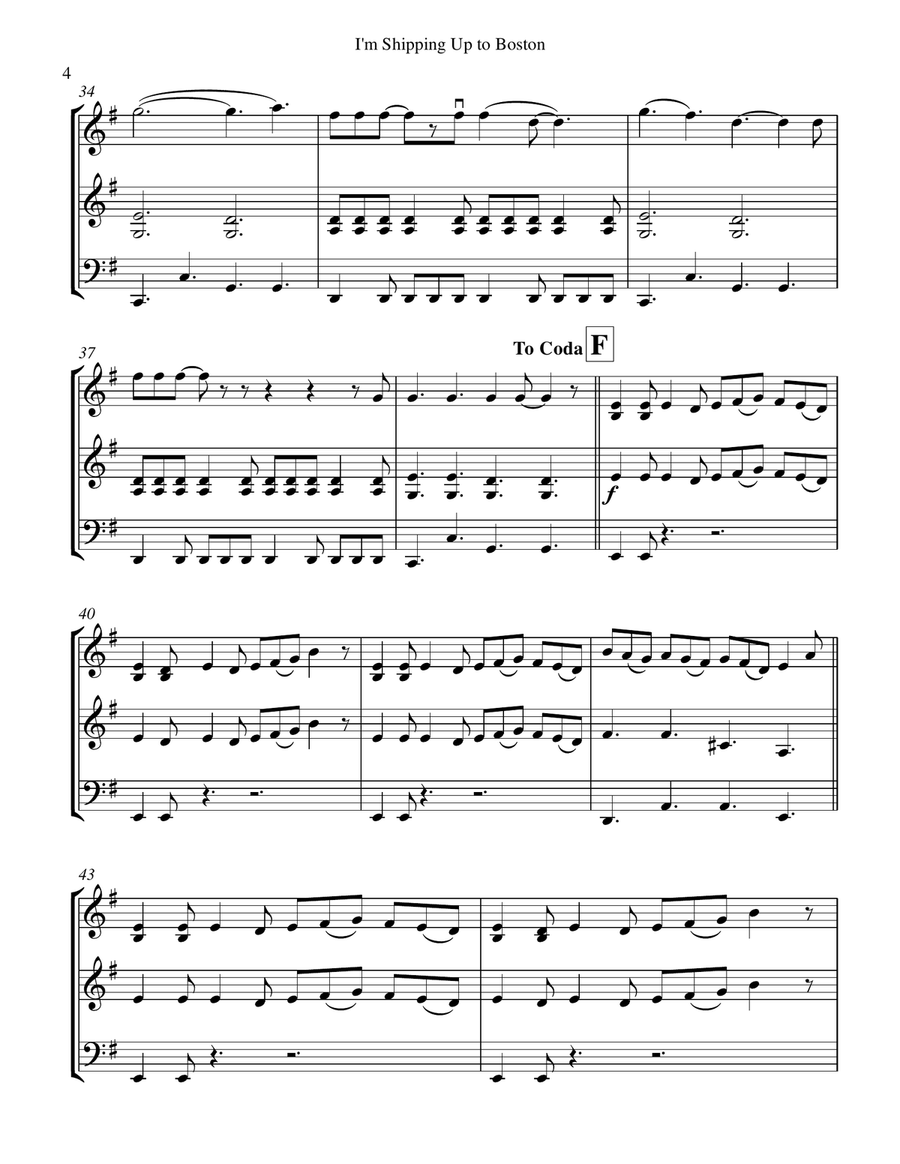 I'm Shipping Up To Boston String Trio scores gallery preview page 5