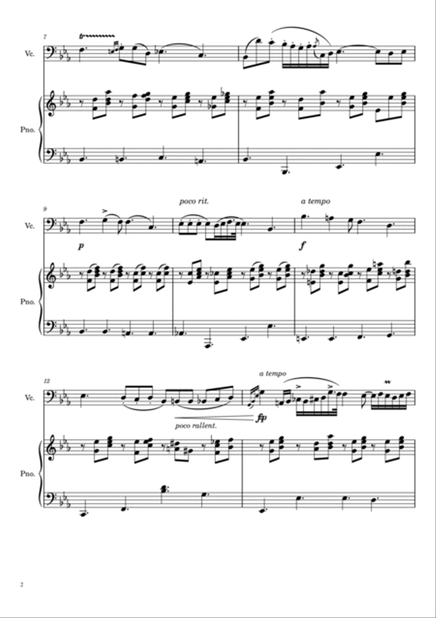 Chopin - Nocturne Op.9 No.2 - Cello and Piano Piano scores gallery preview page 2