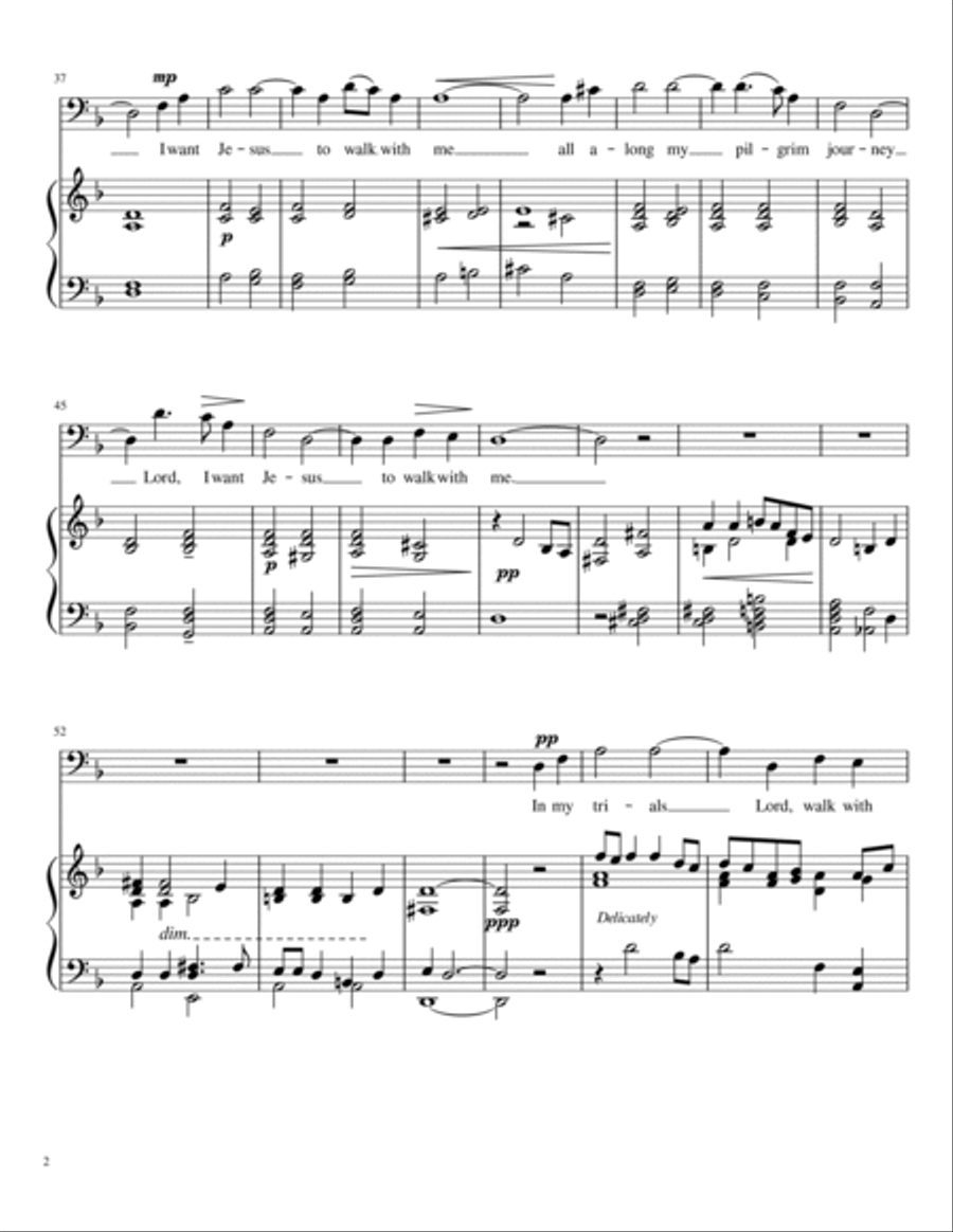 I Want Jesus to Walk With Me (baritone voice and piano) Baritone Horn TC scores gallery preview page 2
