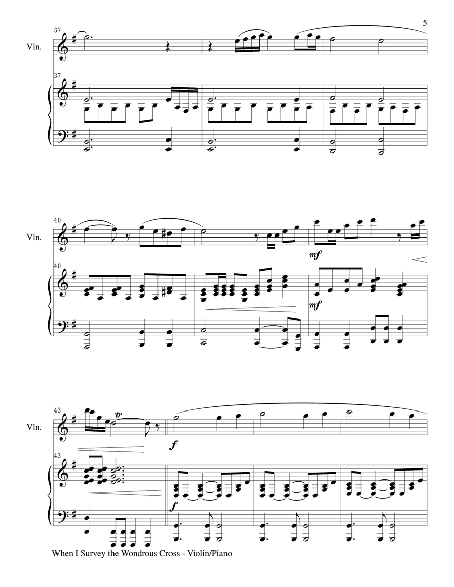 WHEN I SURVEY THE WONDROUS CROSS (Violin/Piano and Violin Part) Violin Solo scores gallery preview page 5