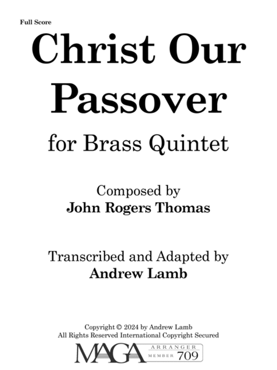 John Rogers Thomas | Christ Our Passover | for Brass Quintet image number null