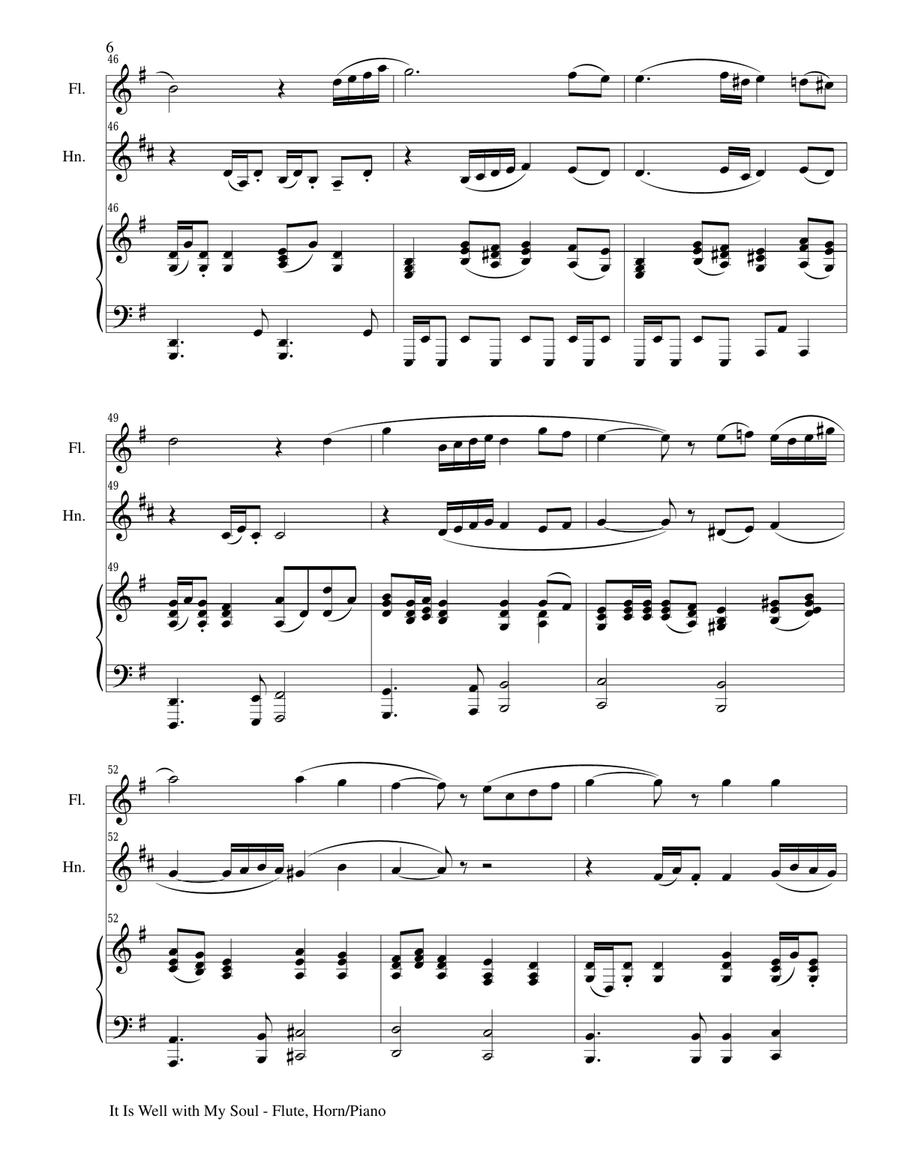 IT IS WELL WITH MY SOUL (Trio - Flute, Horn and Piano with Parts) Woodwind Duet scores gallery preview page 6