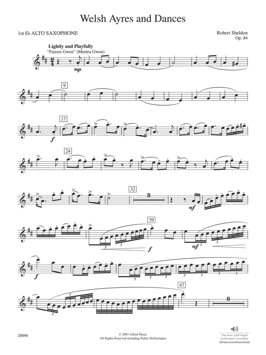 Welsh Ayres & Dances: E-flat Alto Saxophone Concert Band scores gallery preview page 1