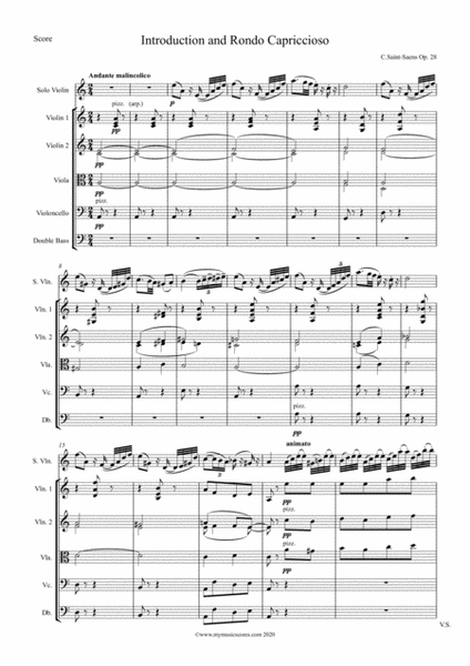 Saint-Saëns Introduction And Rondo Capriccioso Op. 24 for Violin and String Orchestra image number null