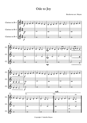 Ode to Joy - Easy Clarinet Trio