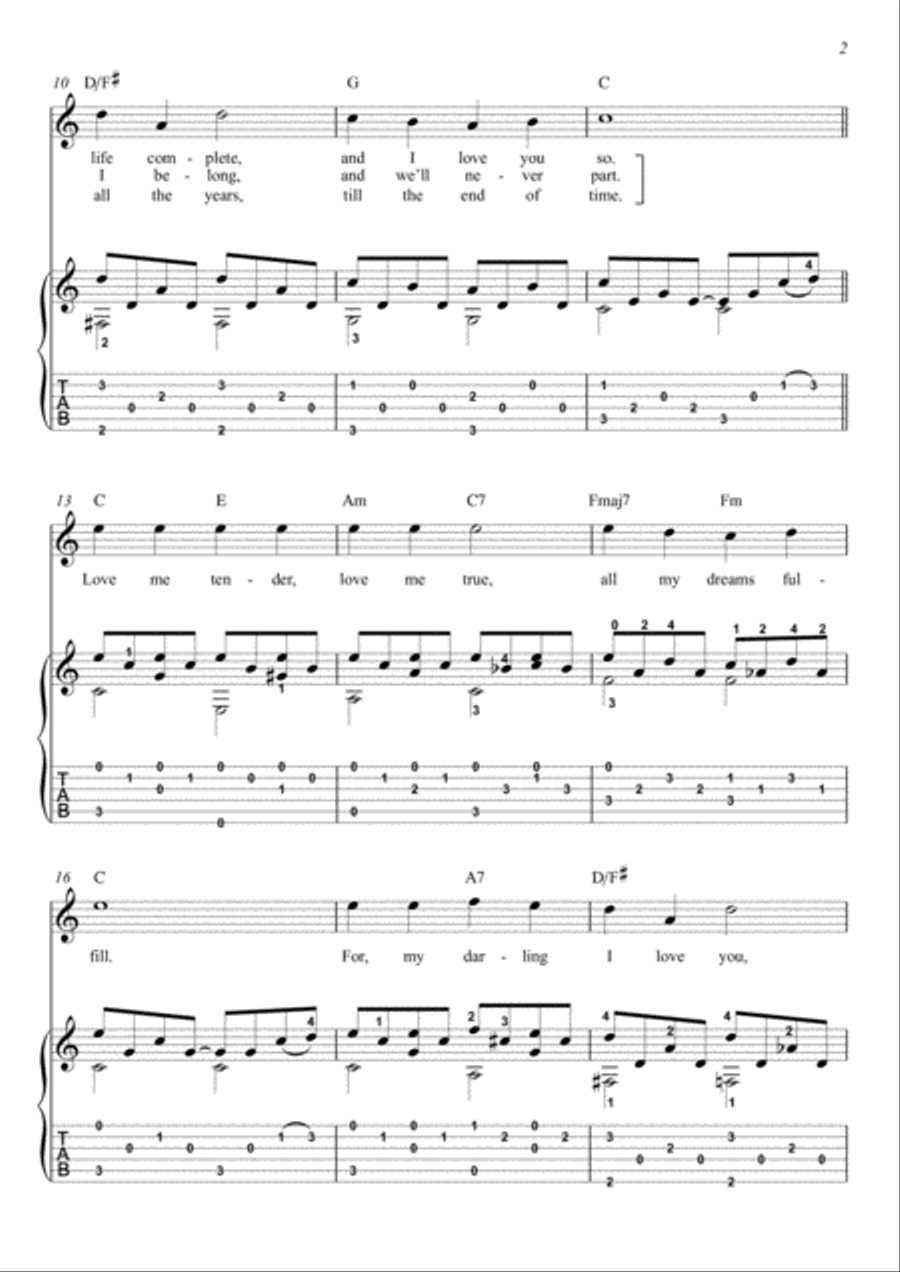 Love Me Tender Love Me Tender Electric Guitar scores gallery preview page 2