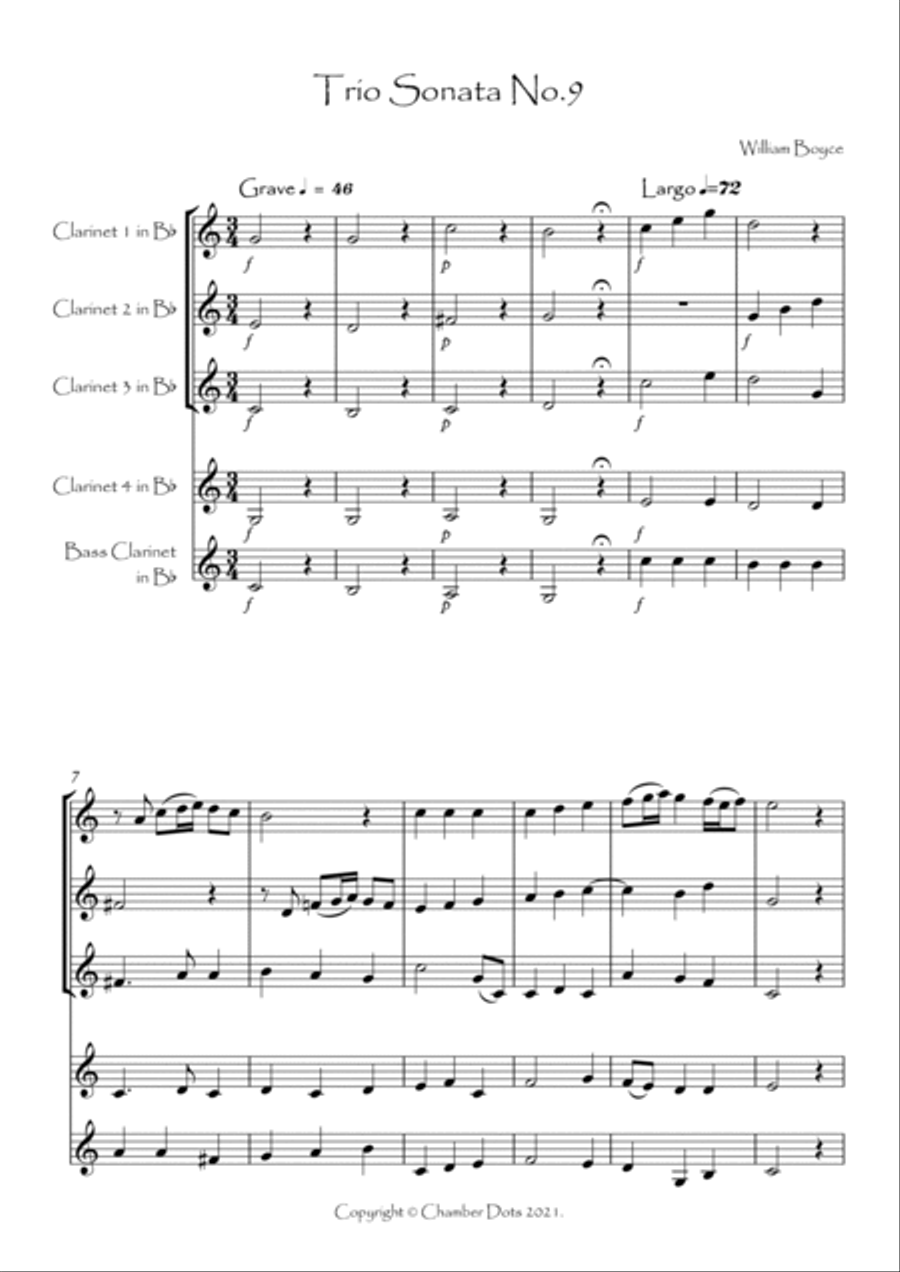 Trio Sonata No.9 Clarinet Quintet scores gallery preview page 2