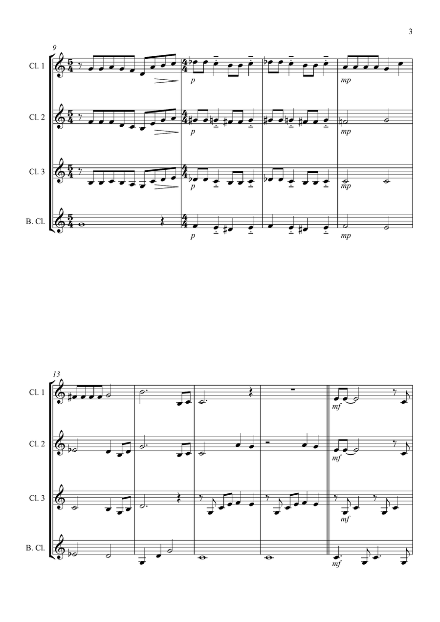 Bohemian Rhapsody Clarinet Quartet scores gallery preview page 3