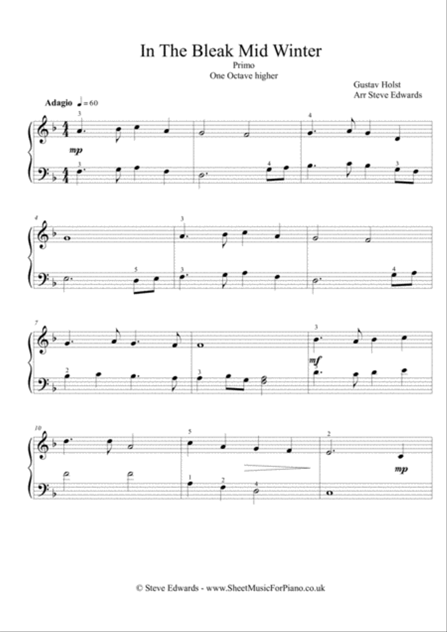 In The Bleak Mid Winter Duet - 4 Hands / 1 Piano 1 Piano, 4-Hands scores gallery preview page 3