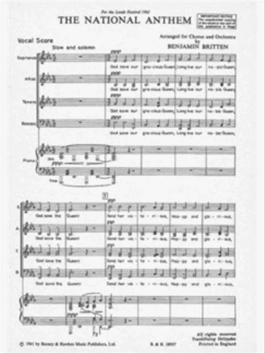 God Save the Queen (The National Anthem) (1961) Divisi scores gallery preview page 1