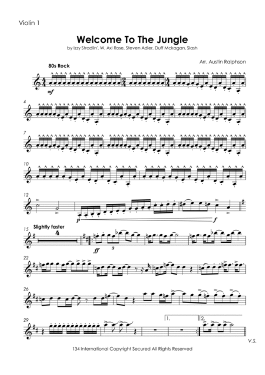 Welcome To The Jungle String Quartet scores gallery preview page 3