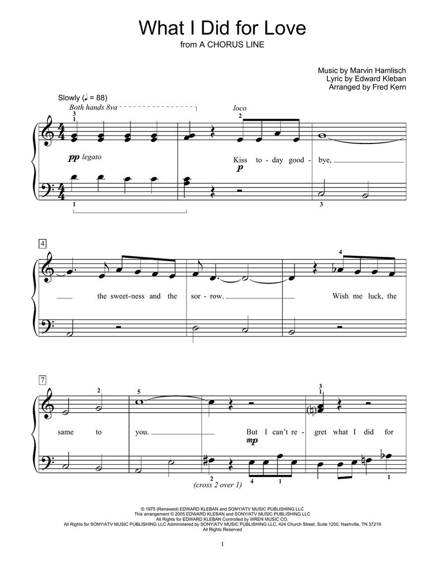 What I Did For Love (from A Chorus Line) (arr. Fred Kern) Choir scores gallery preview page 1