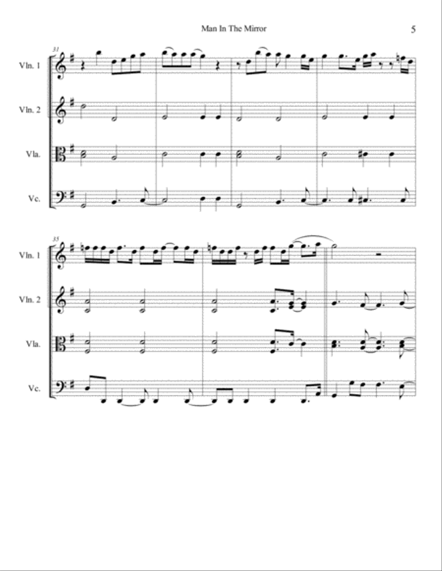 Man In The Mirror String Quartet scores gallery preview page 5