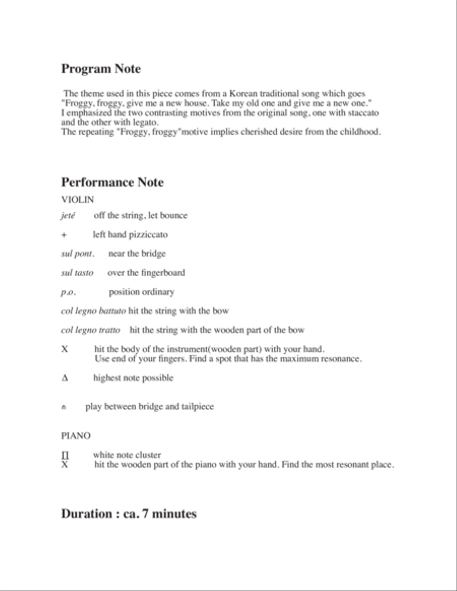 Froggy Froggy for violin and piano