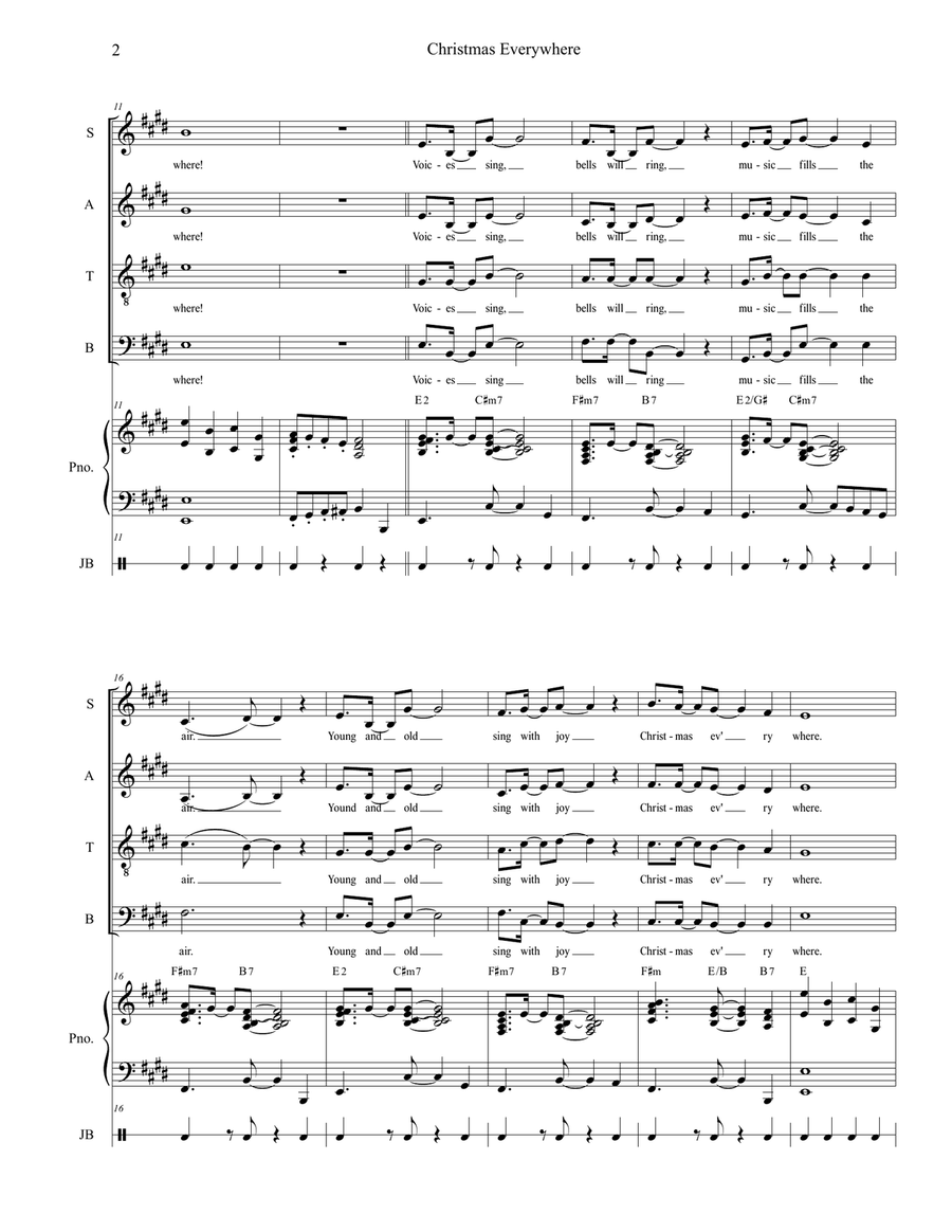 Christmas Everywhere (SATB) 4-Part scores gallery preview page 3