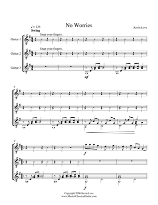 No Worries (Guitar Trio) - Score and Parts