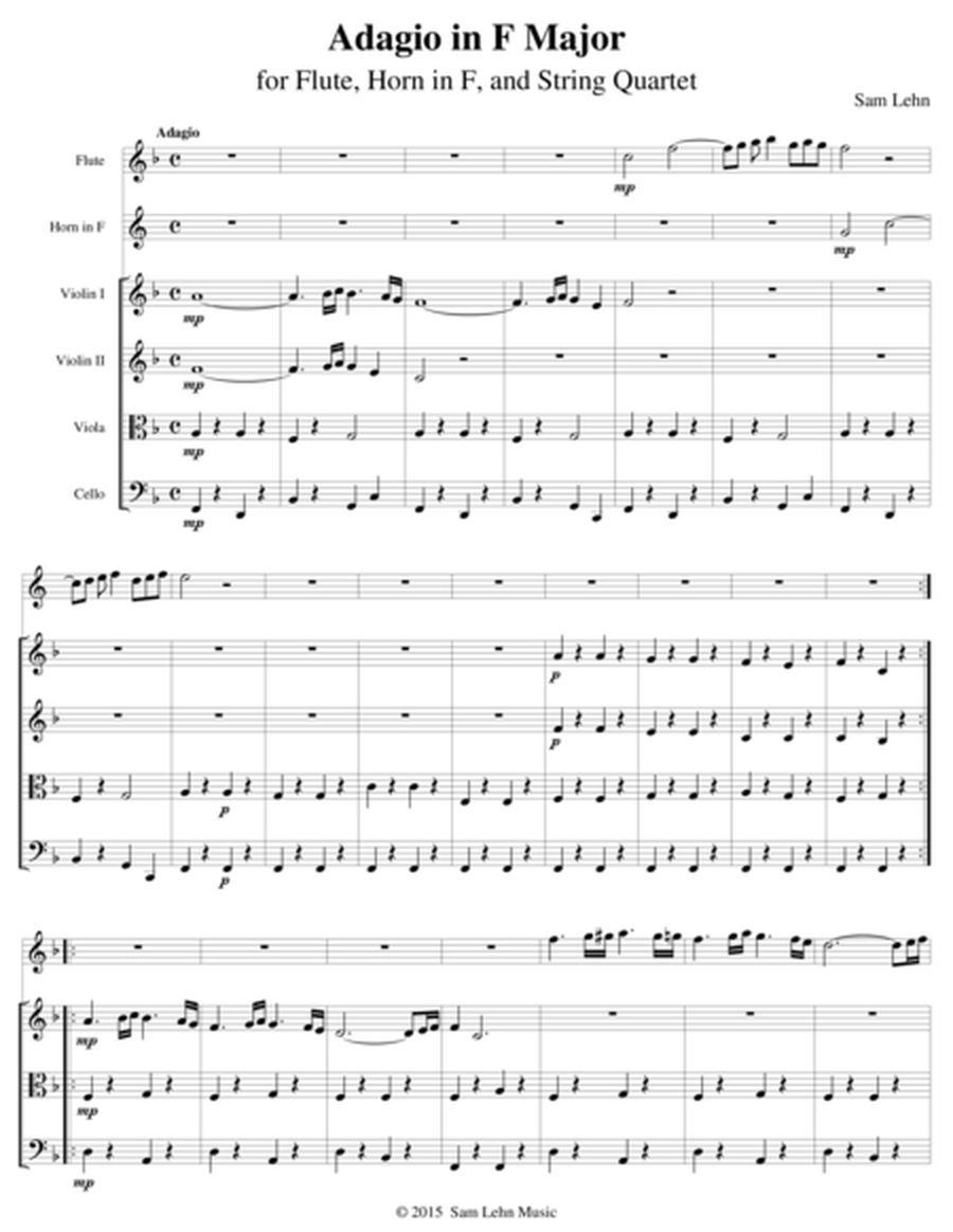 Adagio in F Major (for Flute, Horn in F, and String Quartet)
