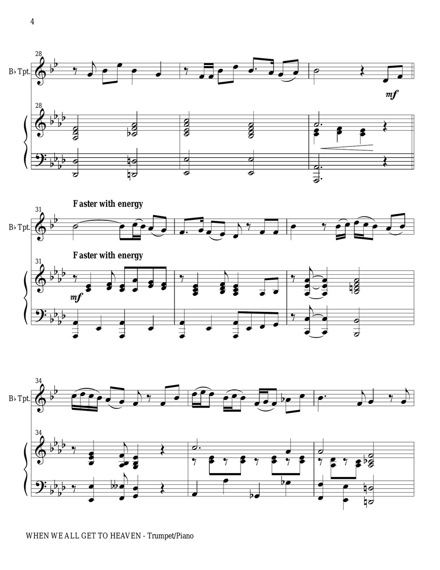 WHEN WE ALL GET TO HEAVEN (Bb Trumpet Piano and Trumpet Part) Trumpet Solo scores gallery preview page 4