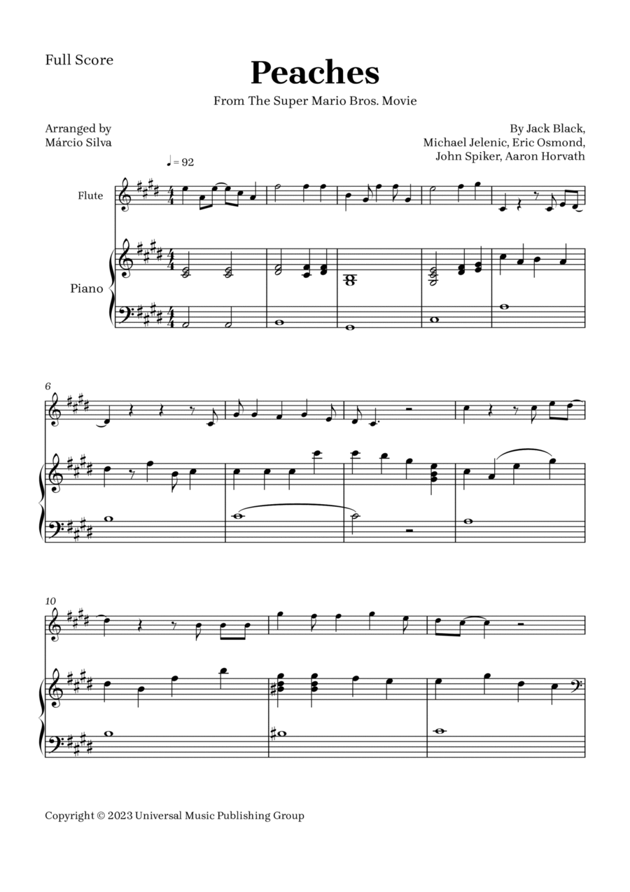 Peaches Flute Solo scores gallery preview page 1