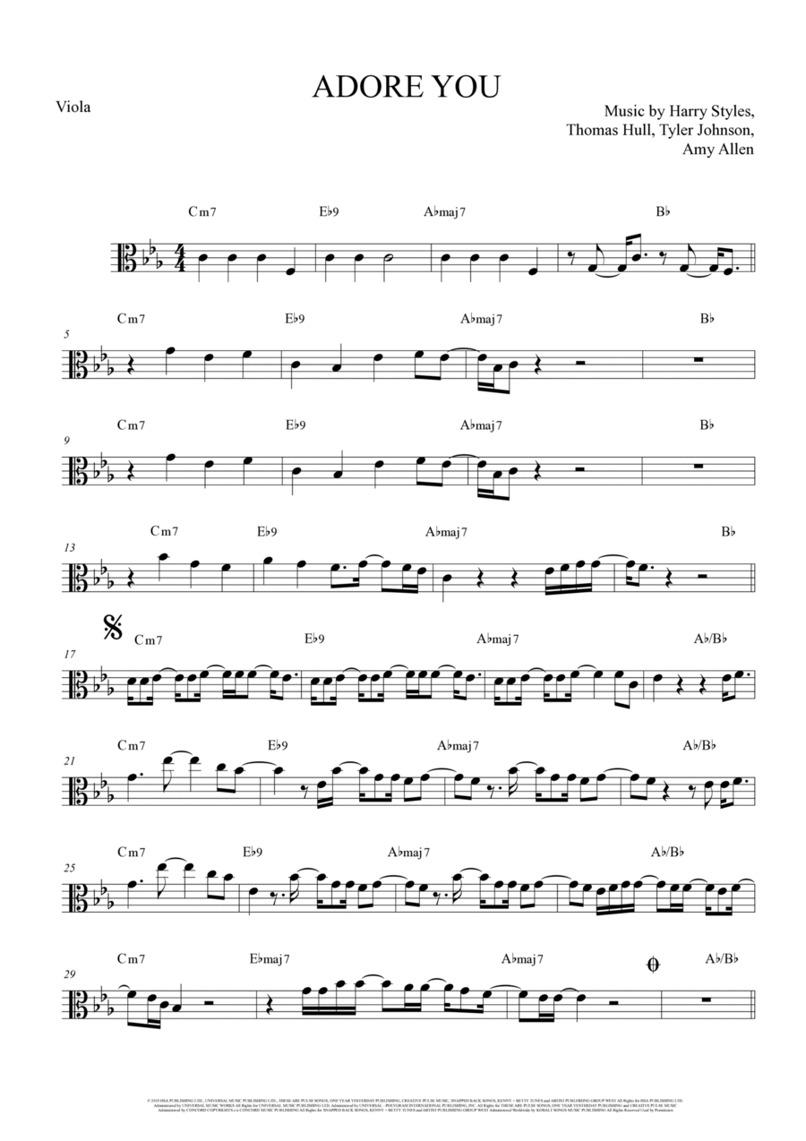 Adore You Viola Solo scores gallery preview page 1