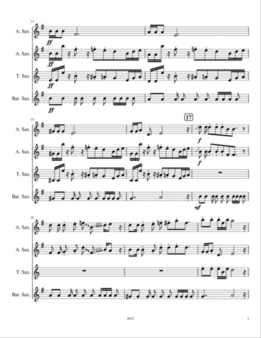 Megalovania Megalovania Woodwind Quartet scores gallery preview page 3