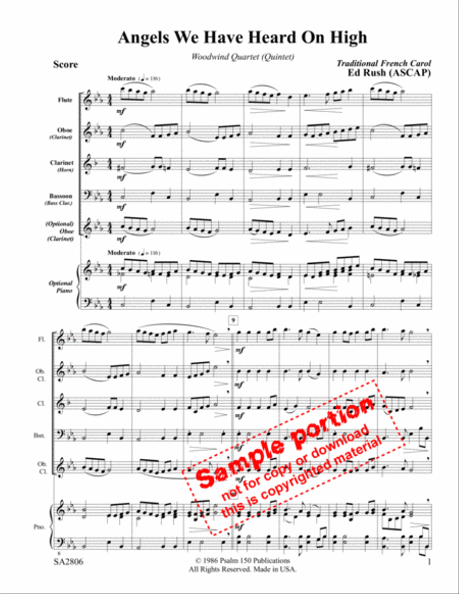 Angels We Have Heard On High Woodwind Quintet scores gallery preview page 2