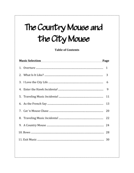 The Country Mouse and the City Mouse Score Package image number null