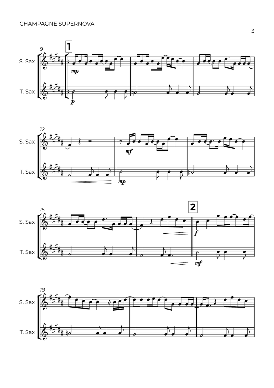 Champagne Supernova Tenor Saxophone scores gallery preview page 3
