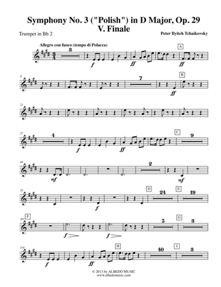Tchaikovsky Symphony No. 3, Movement V - Trumpet in Bb 2 (Transposed Part), Op. 29