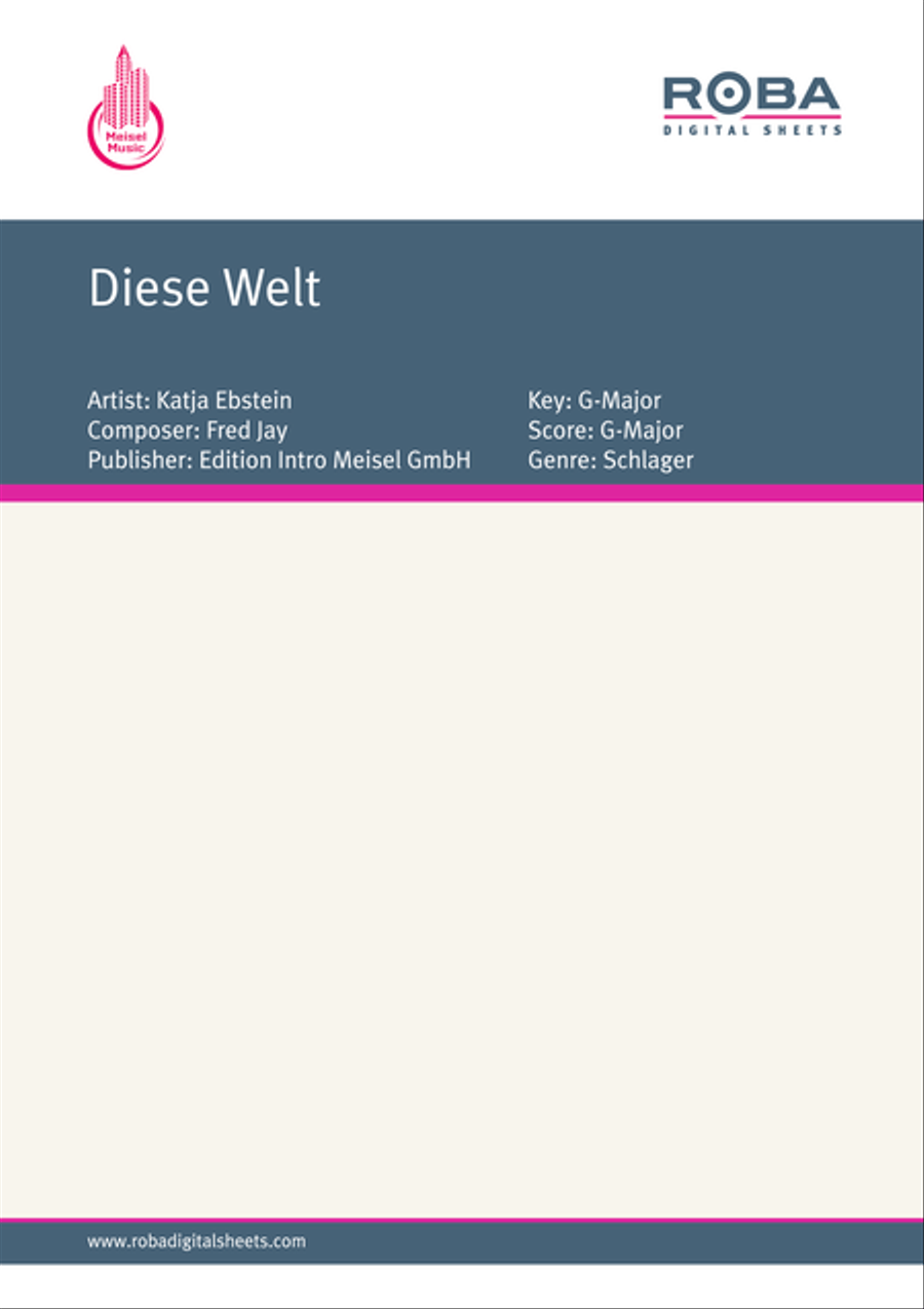 Diese Welt Piano, Vocal scores gallery preview page 1
