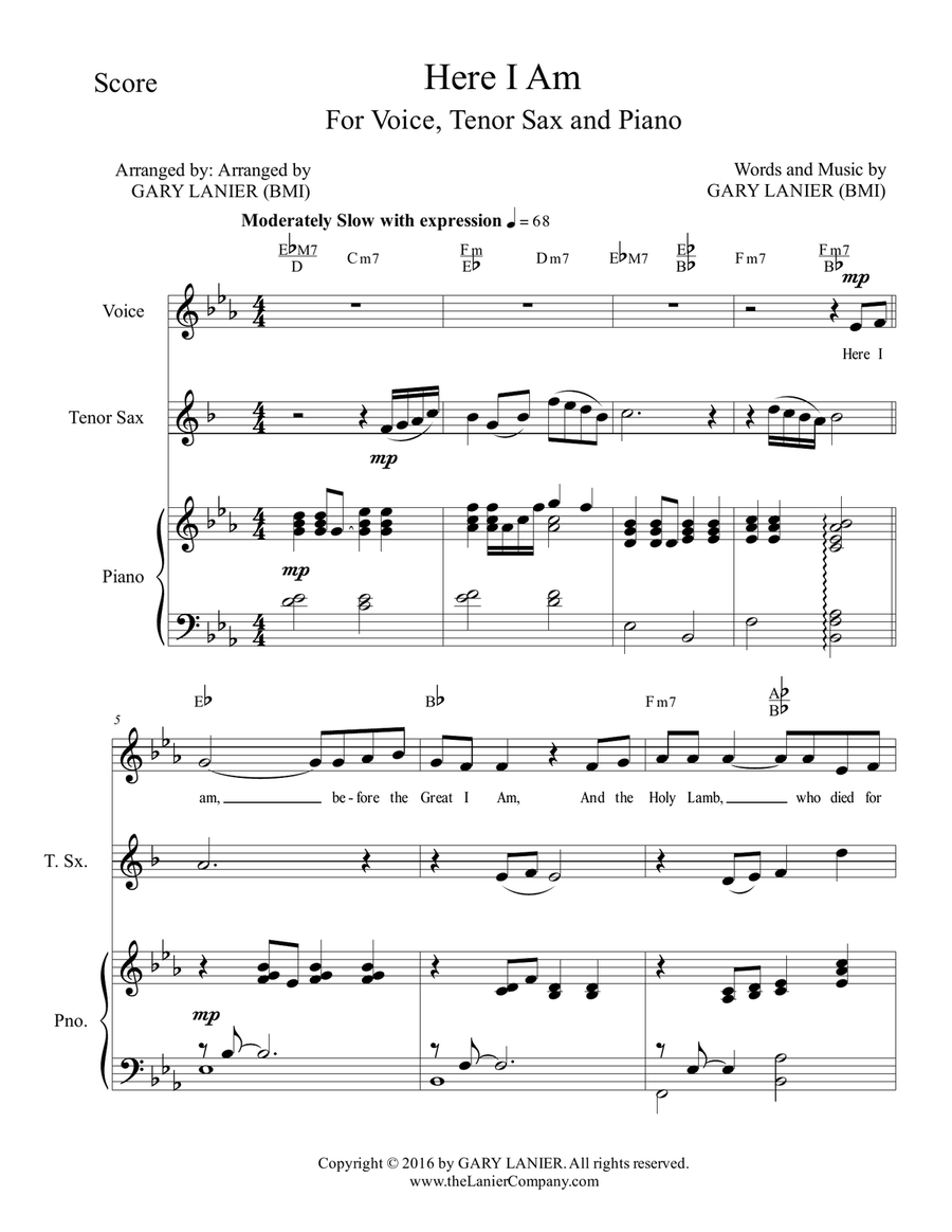 WORSHIP WITH GARY LANIER, Set 1 (Voice, Tenor Sax & Piano) Small Ensemble scores gallery preview page 3