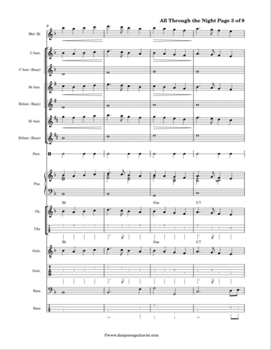 All Through the Night (Ar Hyd a Nos) Large Ensemble scores gallery preview page 5