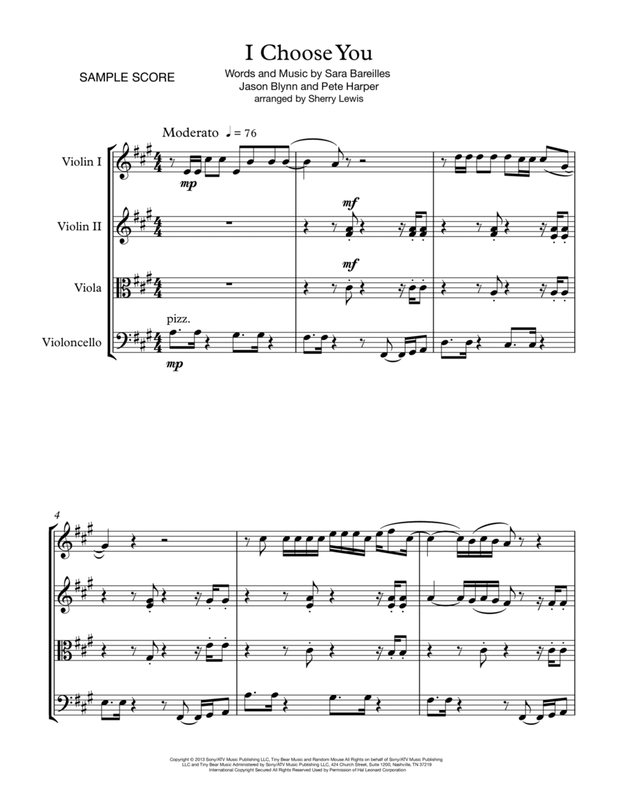 I Choose You String Quartet scores gallery preview page 1