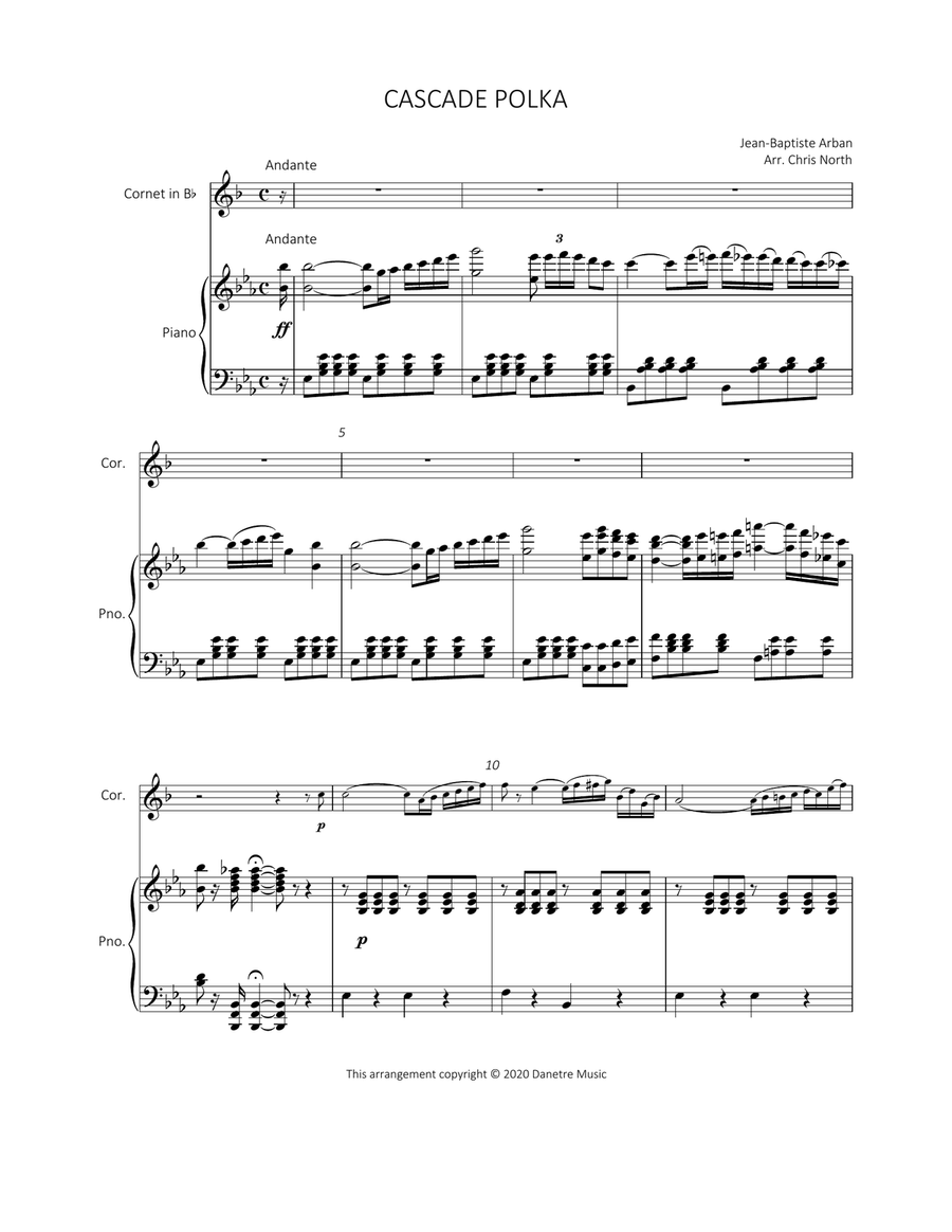Cascade Polka (Bb Cornet & Piano) Cornet scores gallery preview page 4