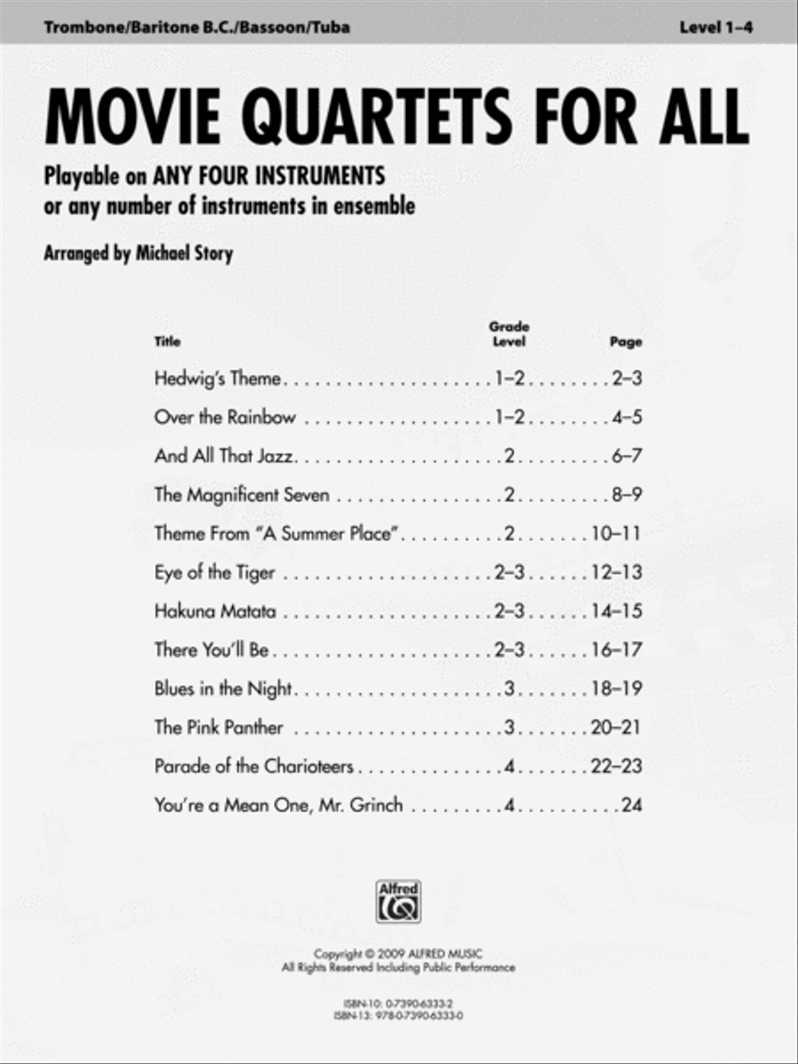 Movie Quartets for All Small Ensemble scores gallery preview page 2