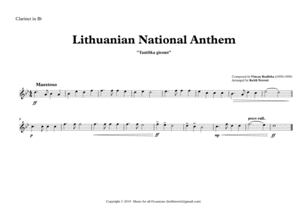Lithuanian National Anthem for Symphony Orchestra (Keith Terrett Olympic Ahthem Series) image number null